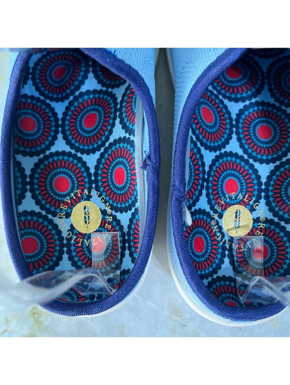 Revitalign Orthotic Women's Size 7 Shoes Blue White Knit Comfort Mules Sneakers